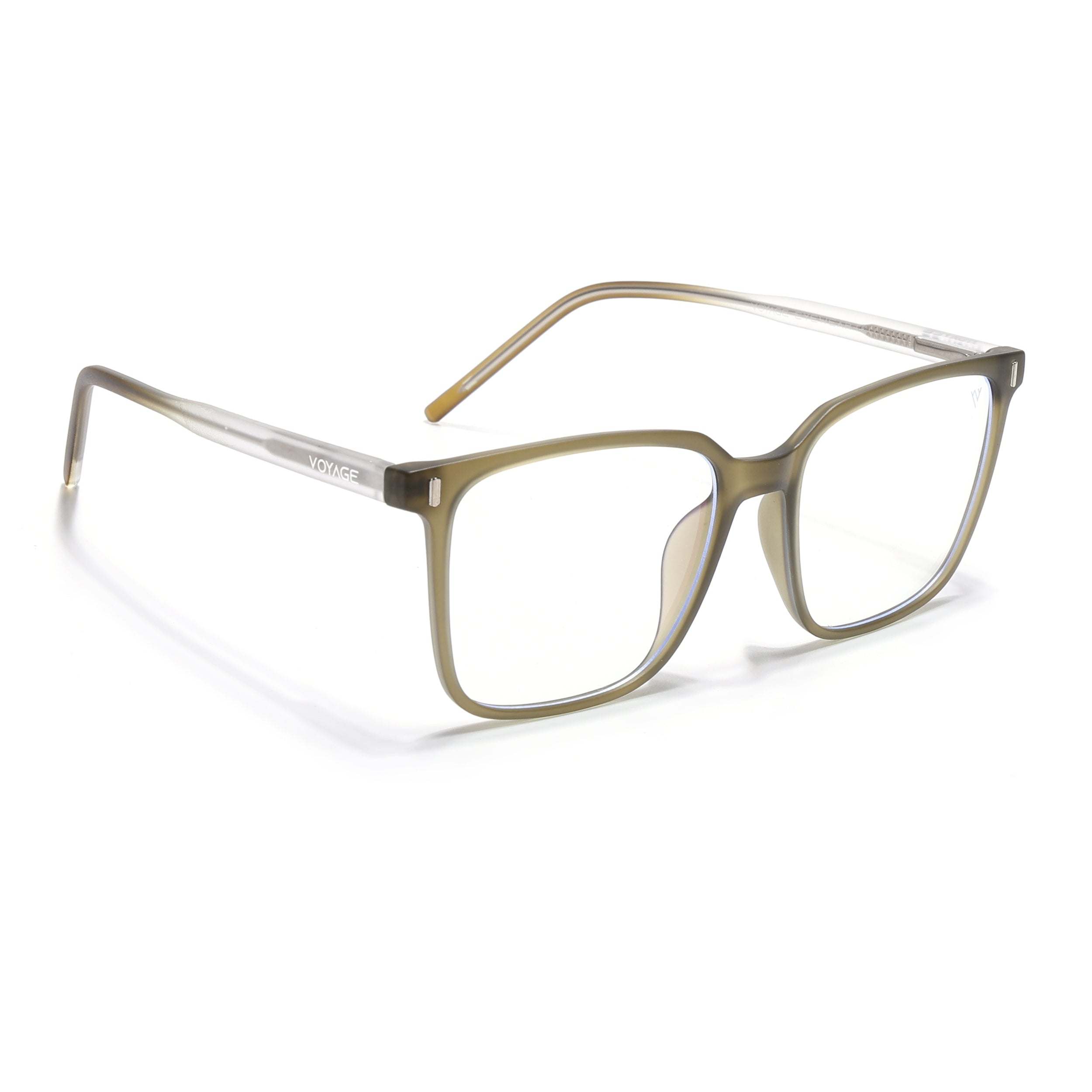 Voyage Olive Green Square Eyeglasses for Men & Women (V98003MG5494-C3)