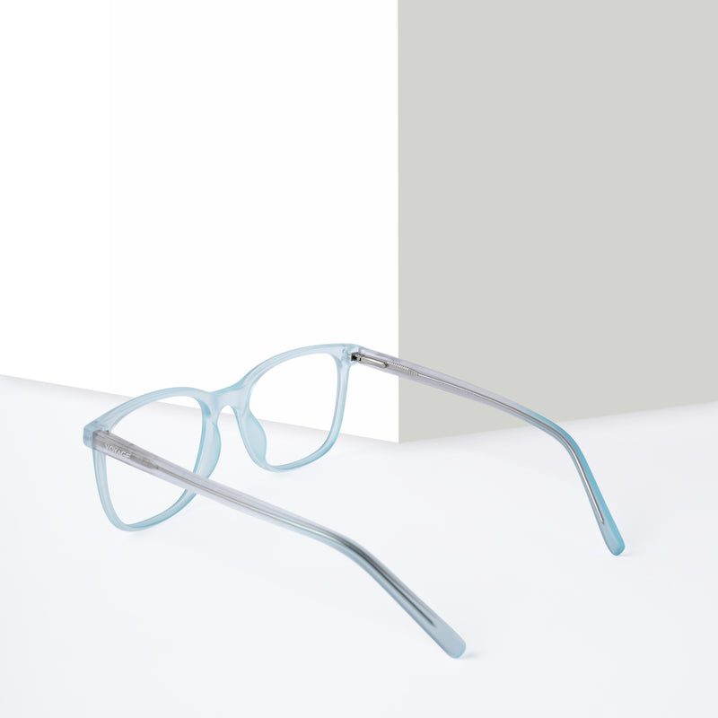 Voyage Light Blue Square Eyeglasses for Men & Women (V98005MG5503-C2)