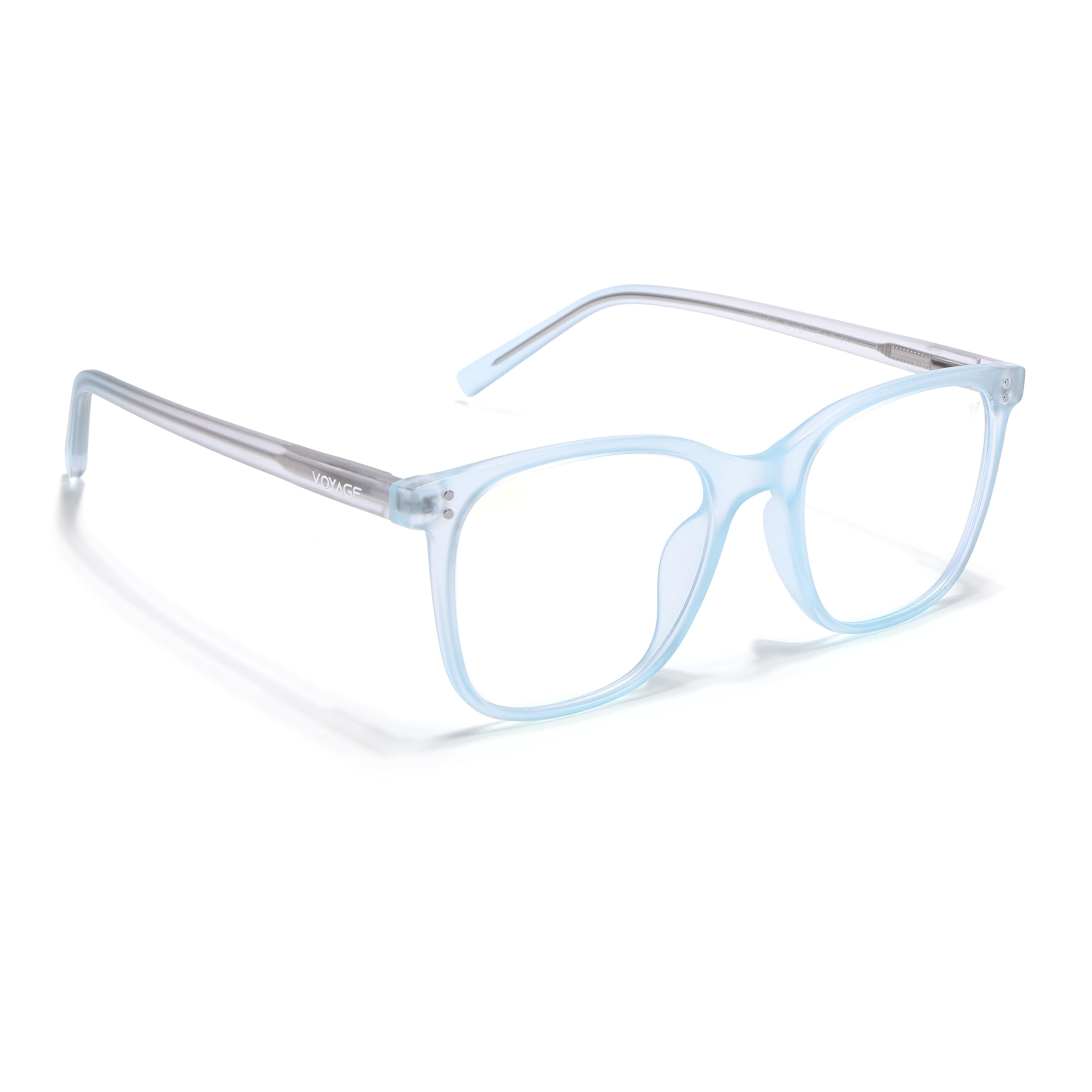 Voyage Light Blue Square Eyeglasses for Men & Women (V98005MG5503-C2)