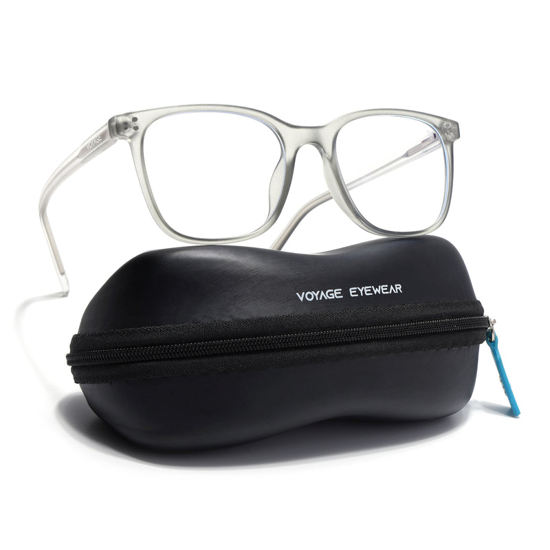 Voyage Light Grey Square Eyeglasses for Men & Women (V98005MG5505-C4)