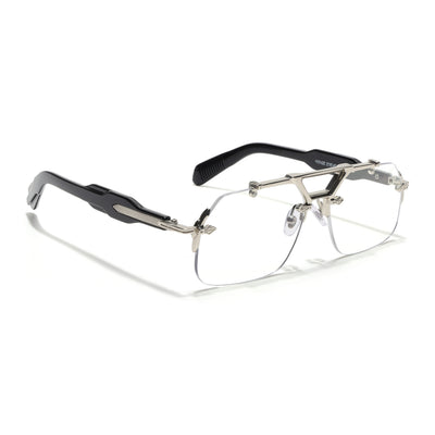 Hawk III Wayfarer Eyeglasses for Men & Women (Clear Lens | Silver Frame - FMG9139)
