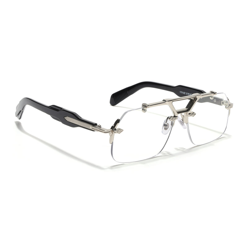 Hawk III Wayfarer Eyeglasses for Men & Women (Clear Lens | Silver Frame - FMG9139)