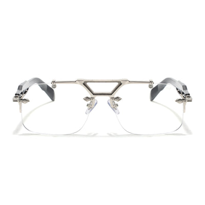 Hawk III Wayfarer Eyeglasses for Men & Women (Clear Lens | Silver Frame - FMG9139)