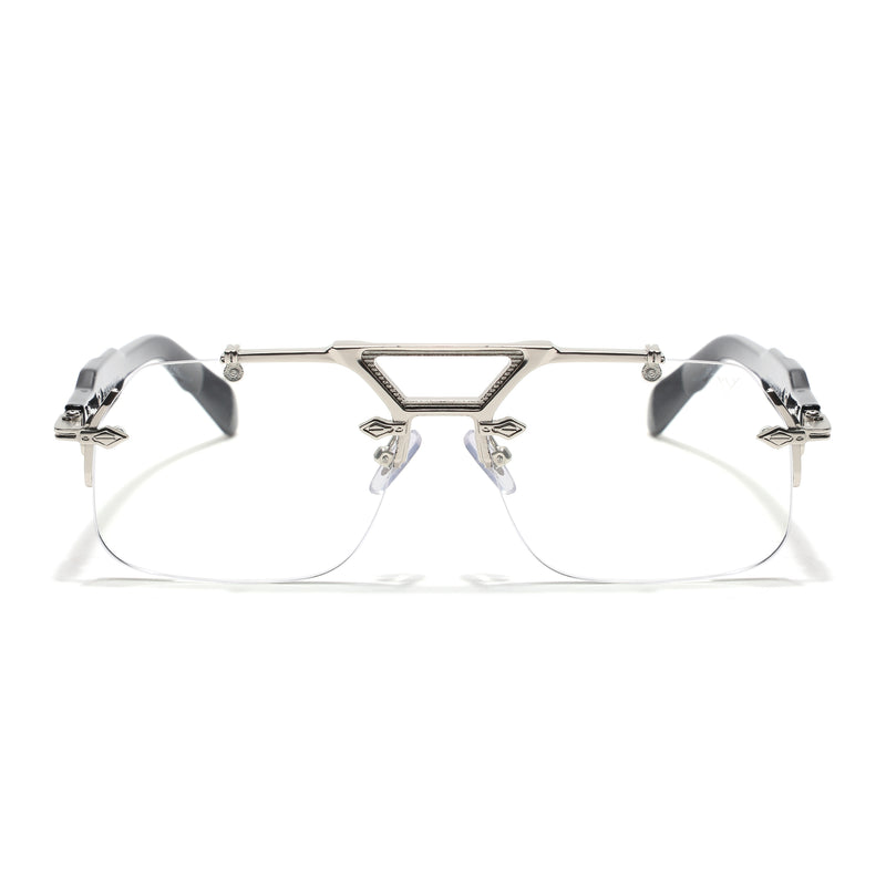 Hawk III Wayfarer Eyeglasses for Men & Women (Clear Lens | Silver Frame - FMG9139)