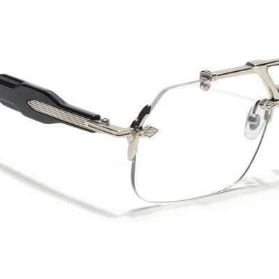 Hawk III Wayfarer Eyeglasses for Men & Women (Clear Lens | Silver Frame - FMG9139)