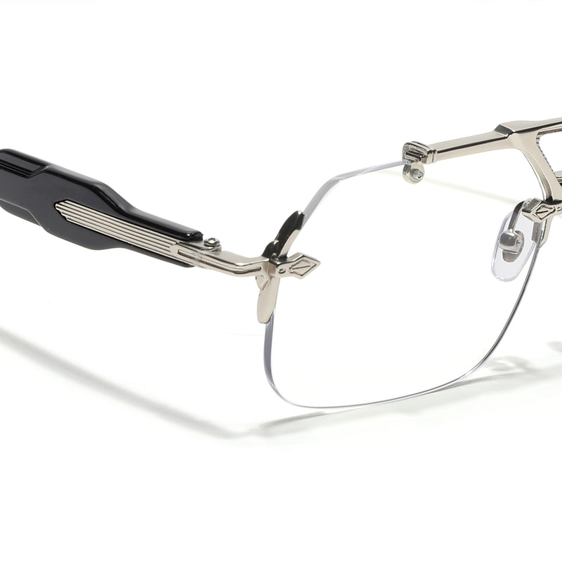 Hawk III Wayfarer Eyeglasses for Men & Women (Clear Lens | Silver Frame - FMG9139)