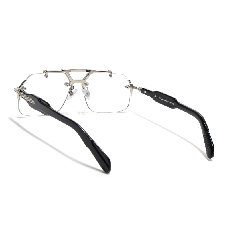 Hawk III Wayfarer Eyeglasses for Men & Women (Clear Lens | Silver Frame - FMG9139)