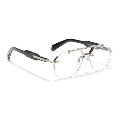 Hawk II Aviator Eyeglasses for Men & Women (Clear Lens | Silver Frame - FMG9145)