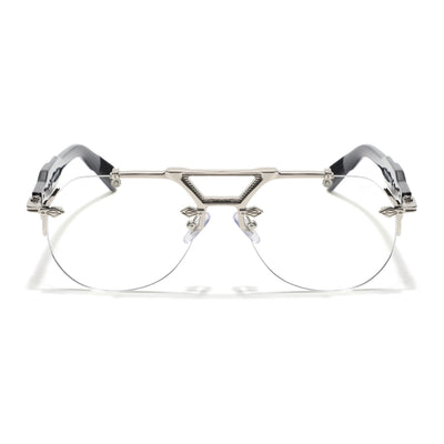Hawk II Aviator Eyeglasses for Men & Women (Clear Lens | Silver Frame - FMG9145)