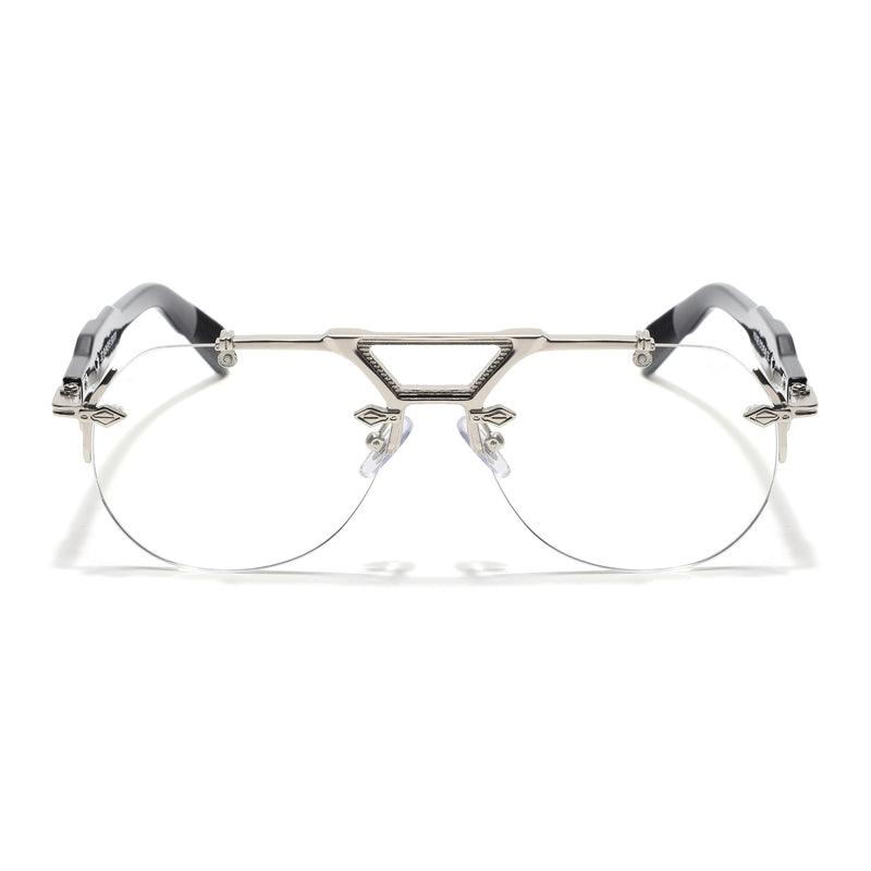 Hawk II Aviator Eyeglasses for Men & Women (Clear Lens | Silver Frame - FMG9145)