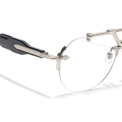Hawk II Aviator Eyeglasses for Men & Women (Clear Lens | Silver Frame - FMG9145)