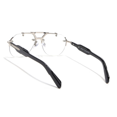 Hawk II Aviator Eyeglasses for Men & Women (Clear Lens | Silver Frame - FMG9145)