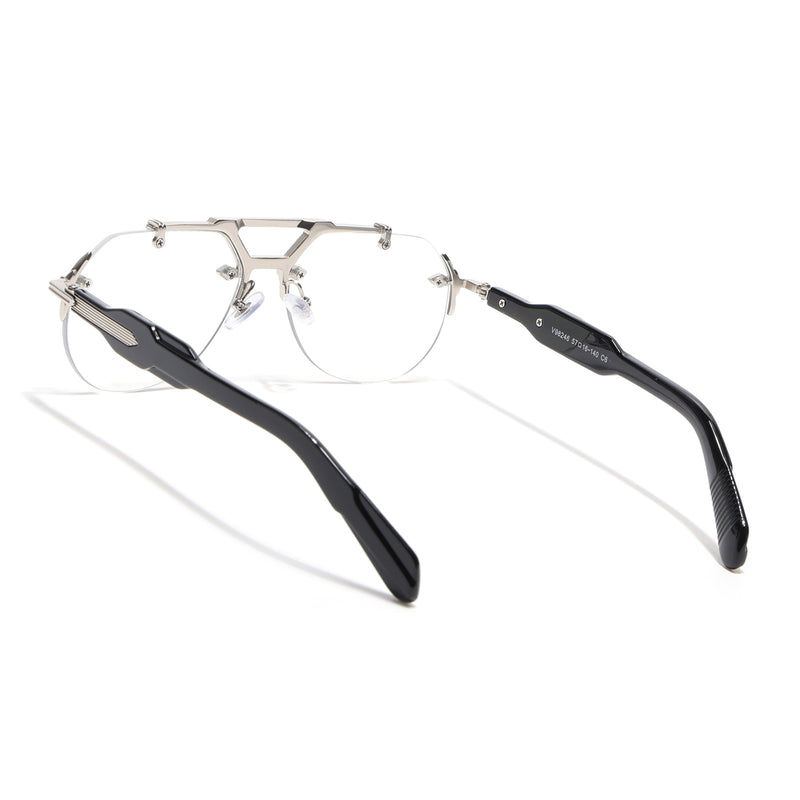 Hawk II Aviator Eyeglasses for Men & Women (Clear Lens | Silver Frame - FMG9145)