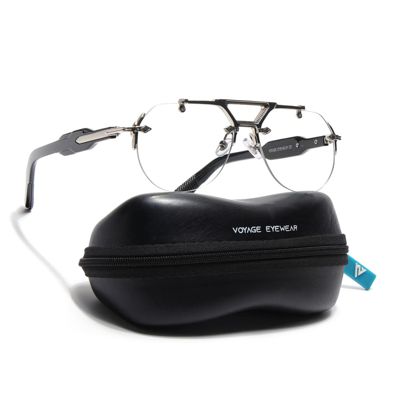 Hawk II Aviator Eyeglasses for Men & Women (Clear Lens | Silver Frame - FMG9145)
