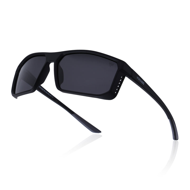 Rectangle Polarized Sunglasses | Black Lens | Black Frame - PMG6797