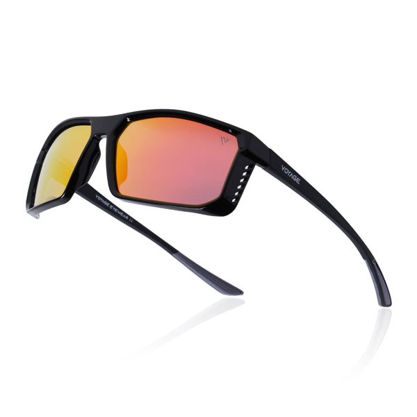 Rectangle Polarized Sunglasses | Orange Lens | Shine Black Frame - PMG6798