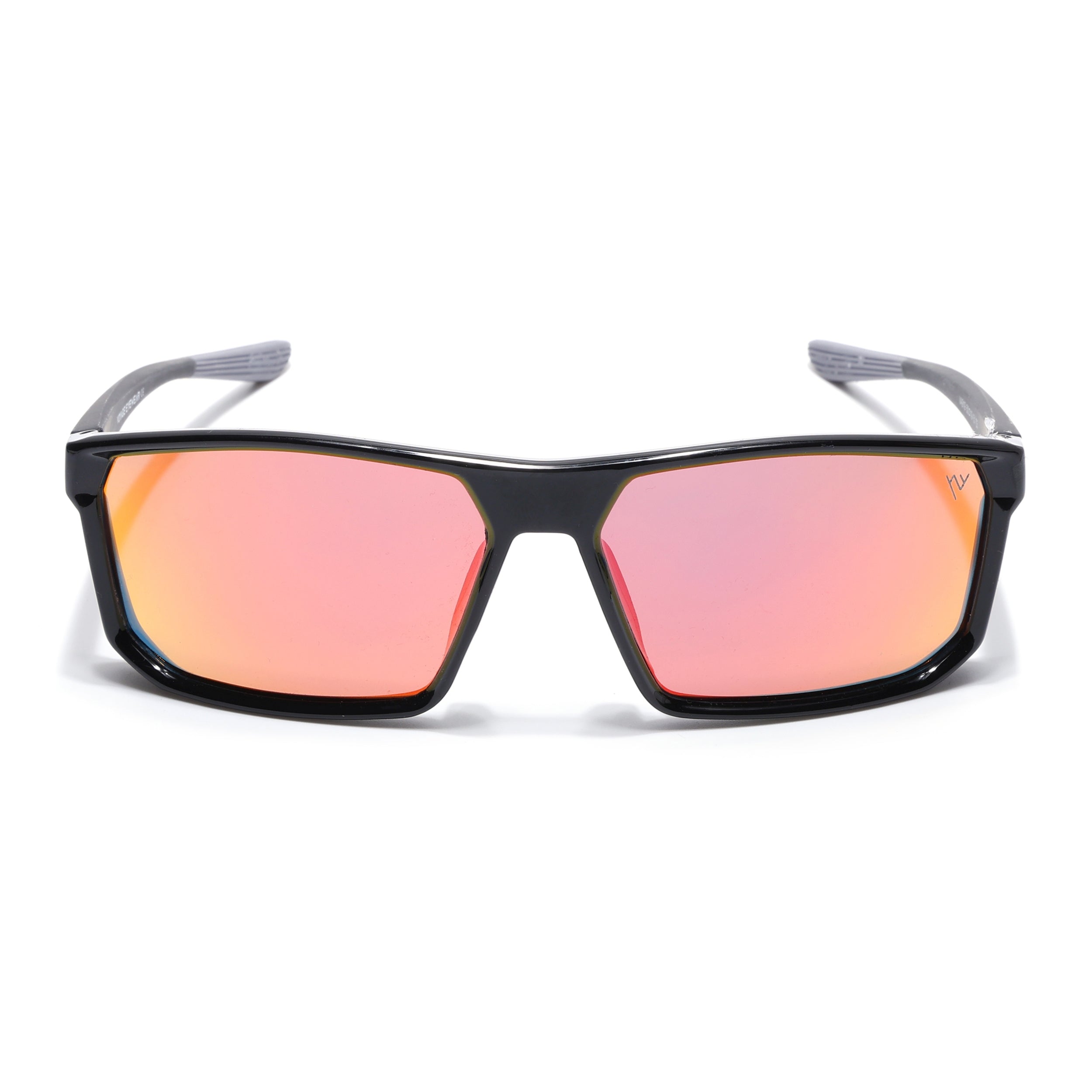 Rectangle Polarized Sunglasses | Orange Lens | Shine Black Frame - PMG6798