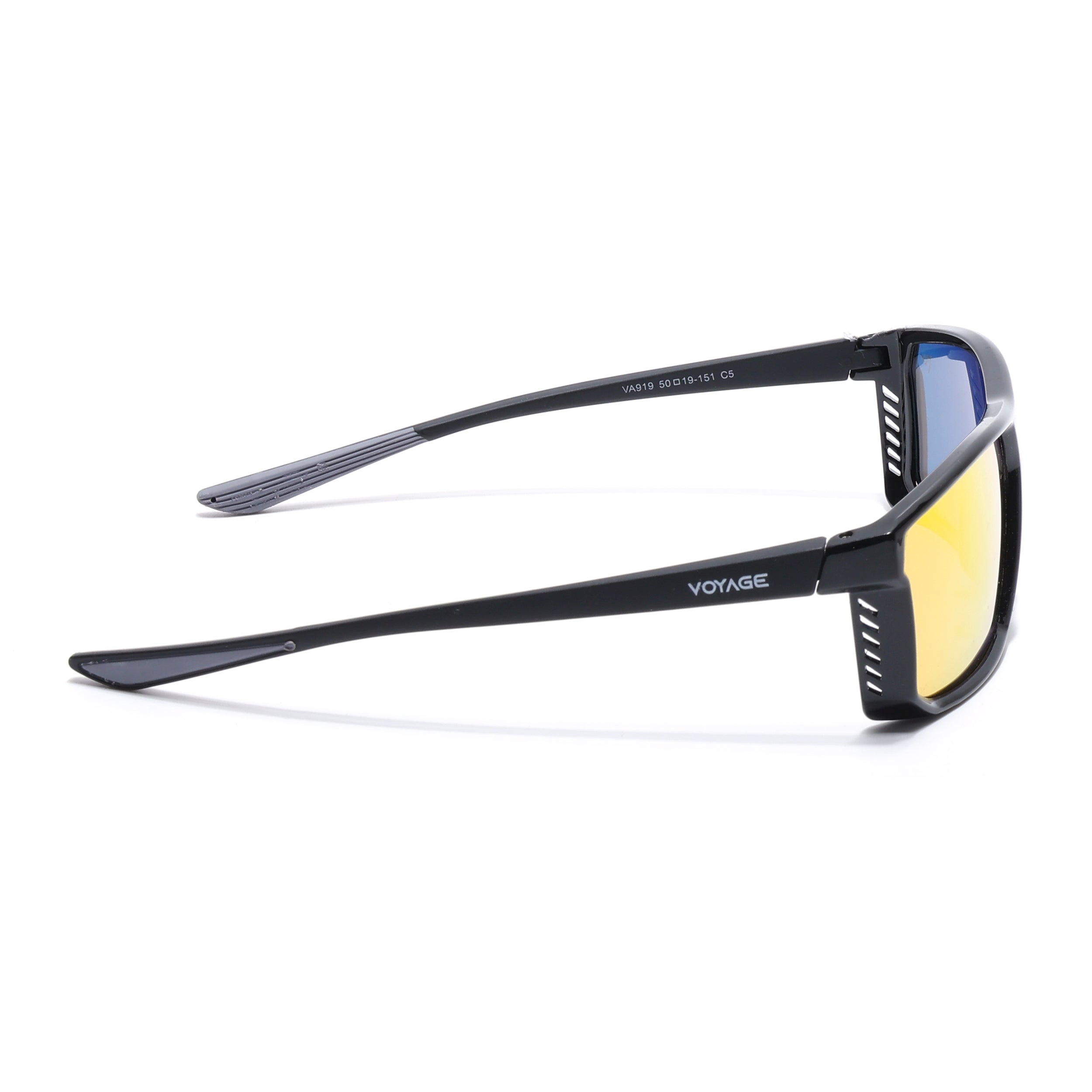 Rectangle Polarized Sunglasses | Orange Lens | Shine Black Frame - PMG6798