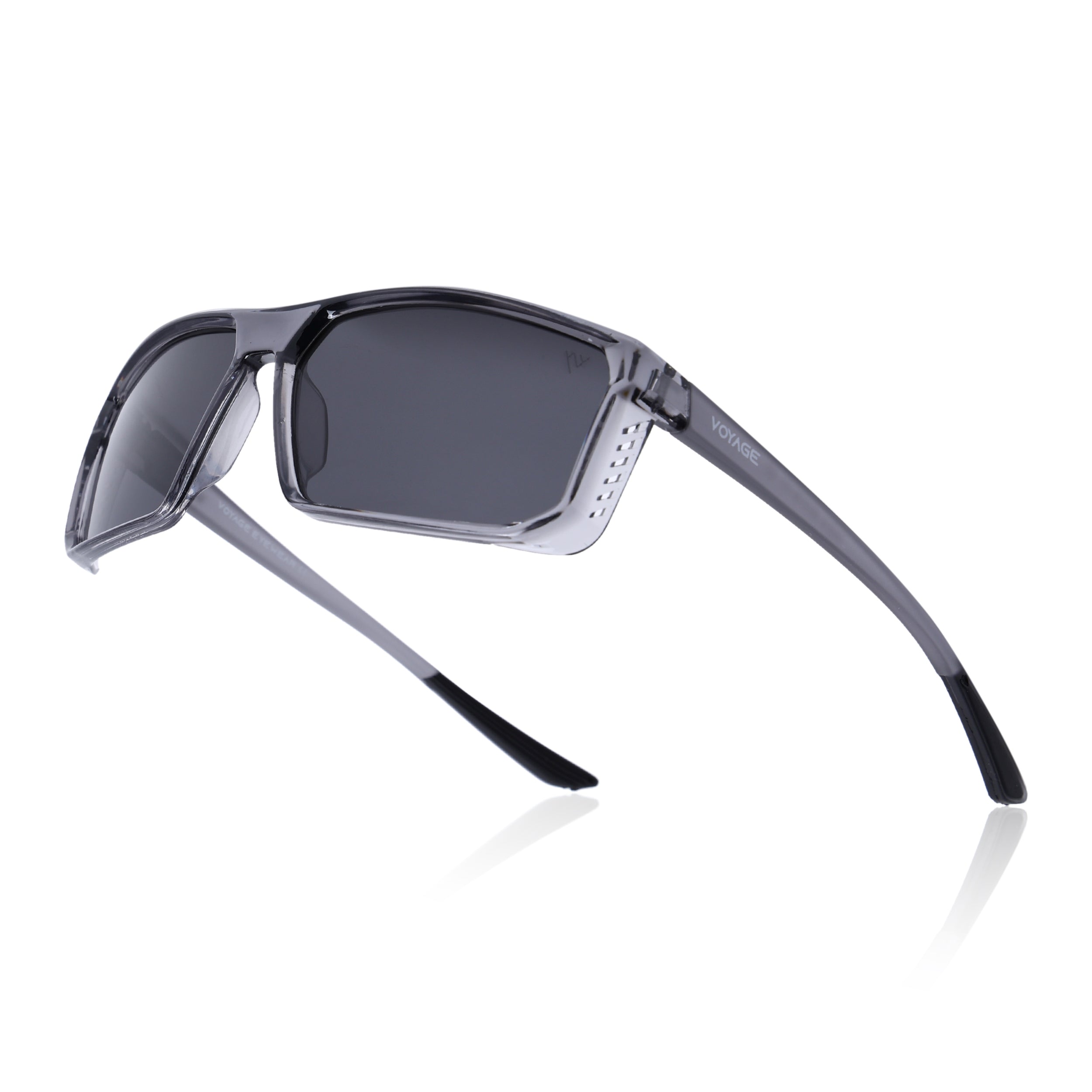 Rectangle Polarized Sunglasses | Black Lens | Grey Frame - PMG6799