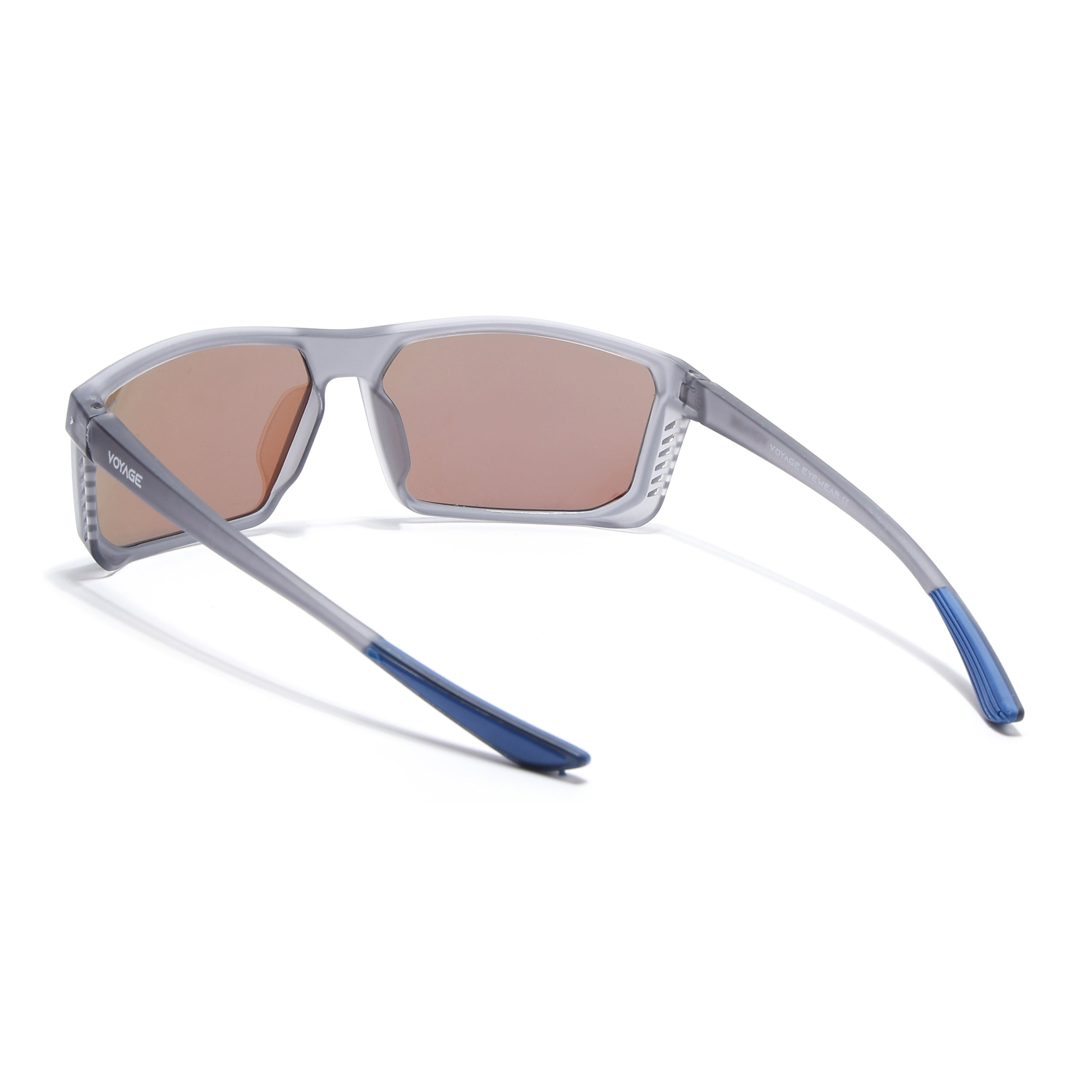 Rectangle Polarized Sunglasses | Blue Lens | Matt Grey Frame - PMG6800