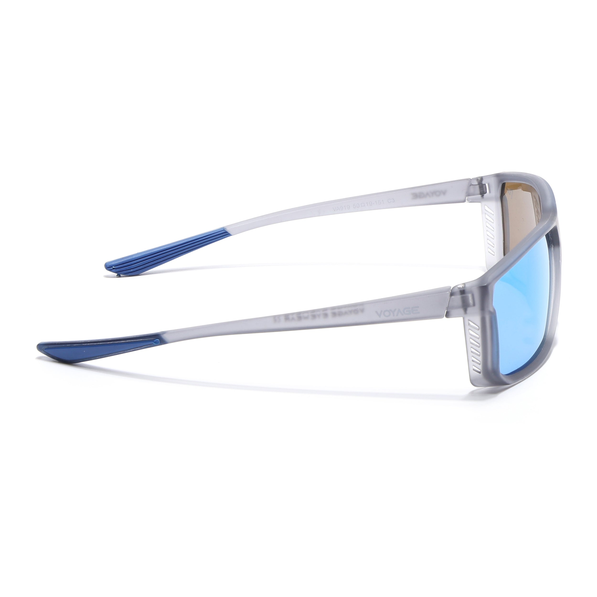 Rectangle Polarized Sunglasses | Blue Lens | Matt Grey Frame - PMG6800