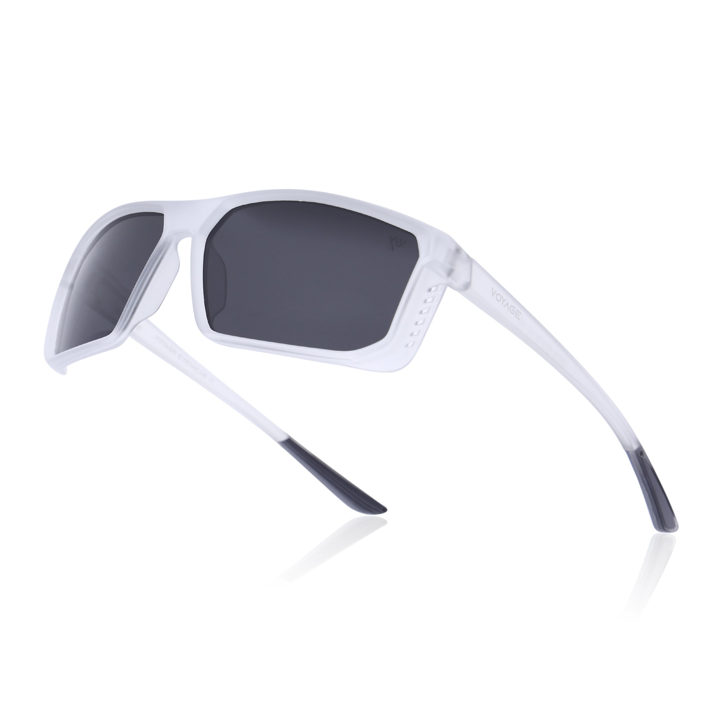 Rectangle Polarized Sunglasses | Black Lens | Transparent Frame - PMG6801