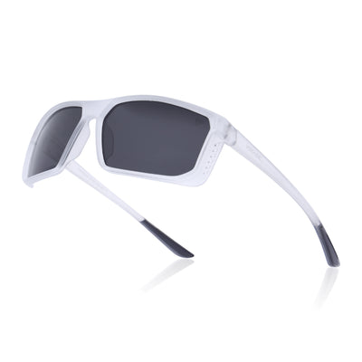 Rectangle Polarized Sunglasses | Black Lens | Transparent Frame - PMG6801