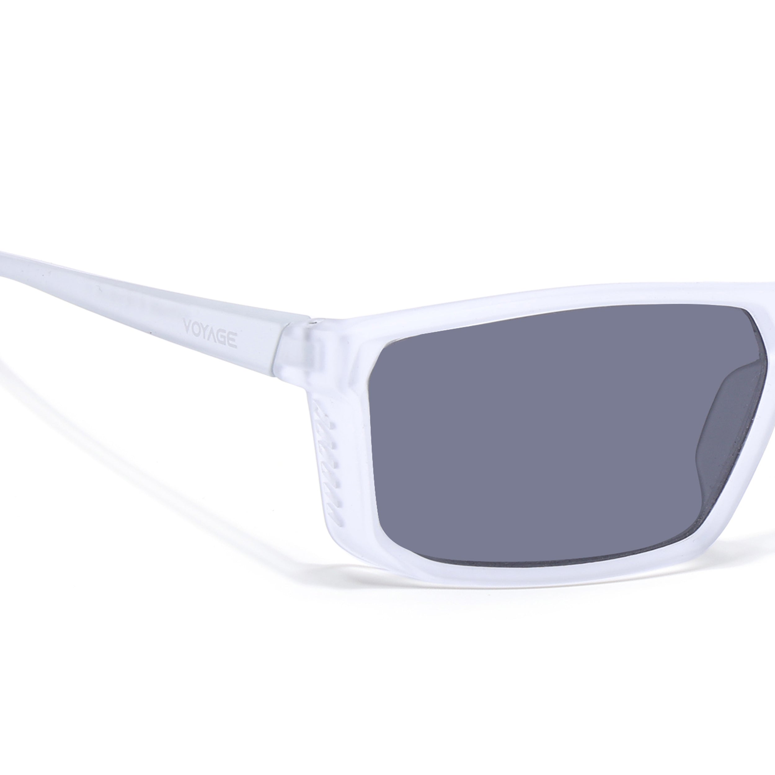 Rectangle Polarized Sunglasses | Black Lens | Transparent Frame - PMG6801