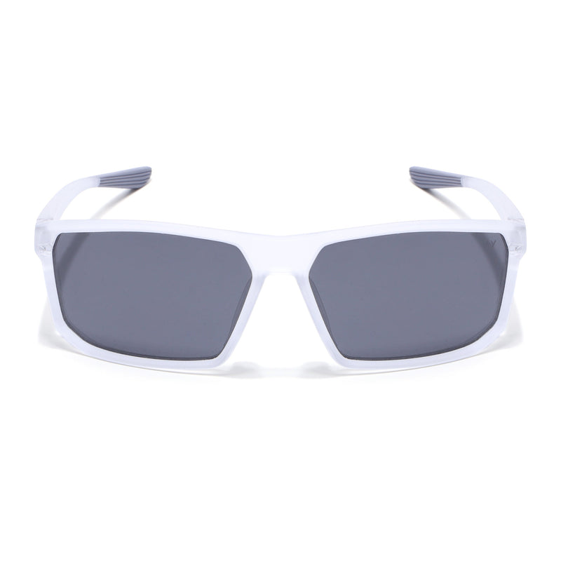Rectangle Polarized Sunglasses | Black Lens | Transparent Frame - PMG6801