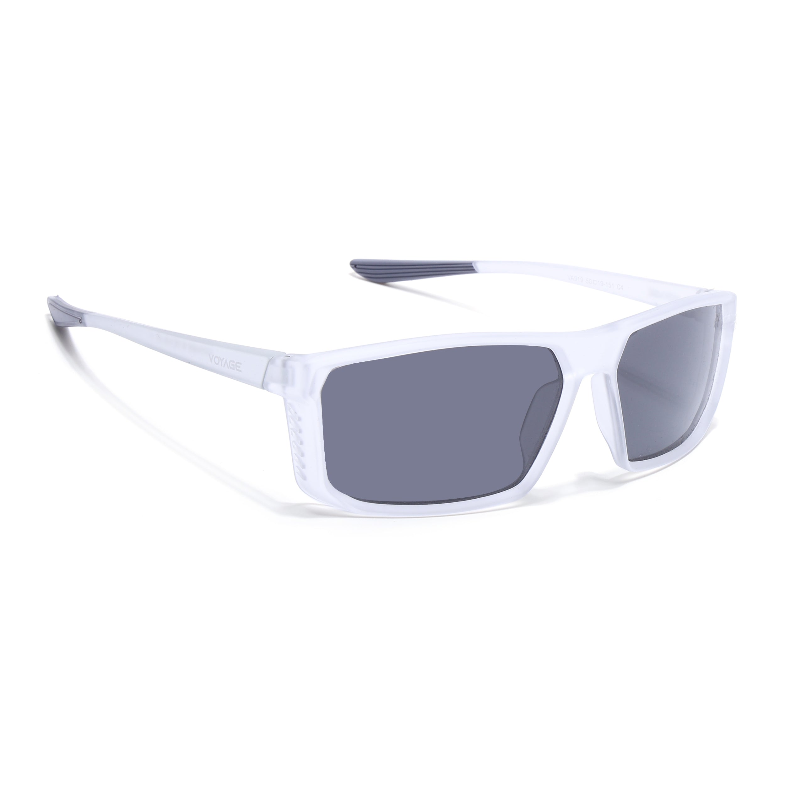 Rectangle Polarized Sunglasses | Black Lens | Transparent Frame - PMG6801