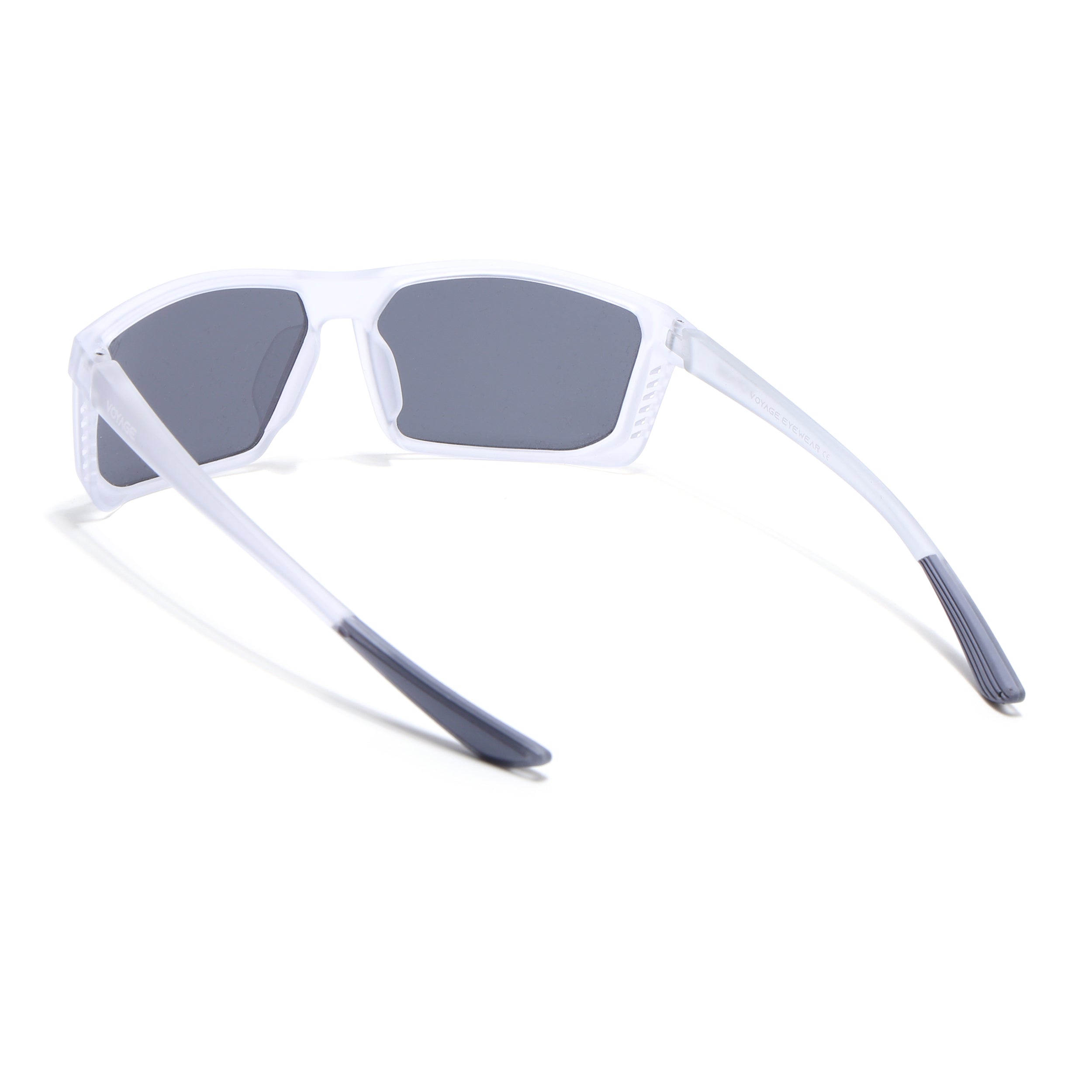 Rectangle Polarized Sunglasses | Black Lens | Transparent Frame - PMG6801