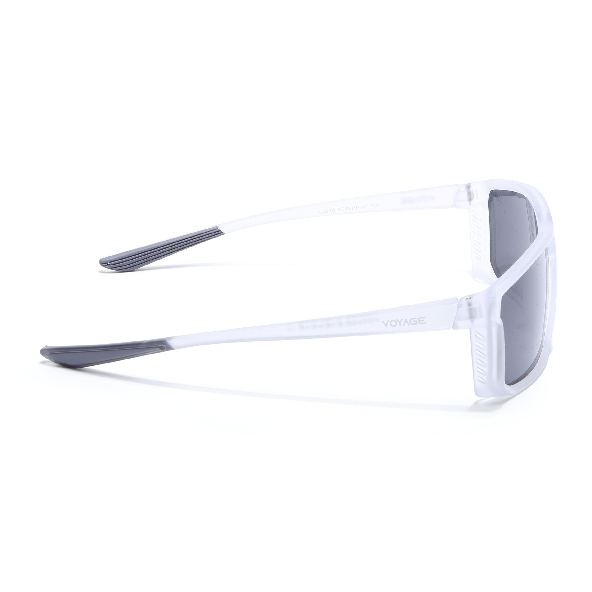 Rectangle Polarized Sunglasses | Black Lens | Transparent Frame - PMG6801
