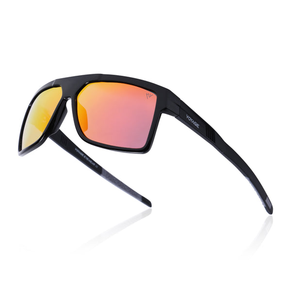 Wayfarer Polarized Sunglasses | Orange Lens | Shine Black Frame - PMG6803