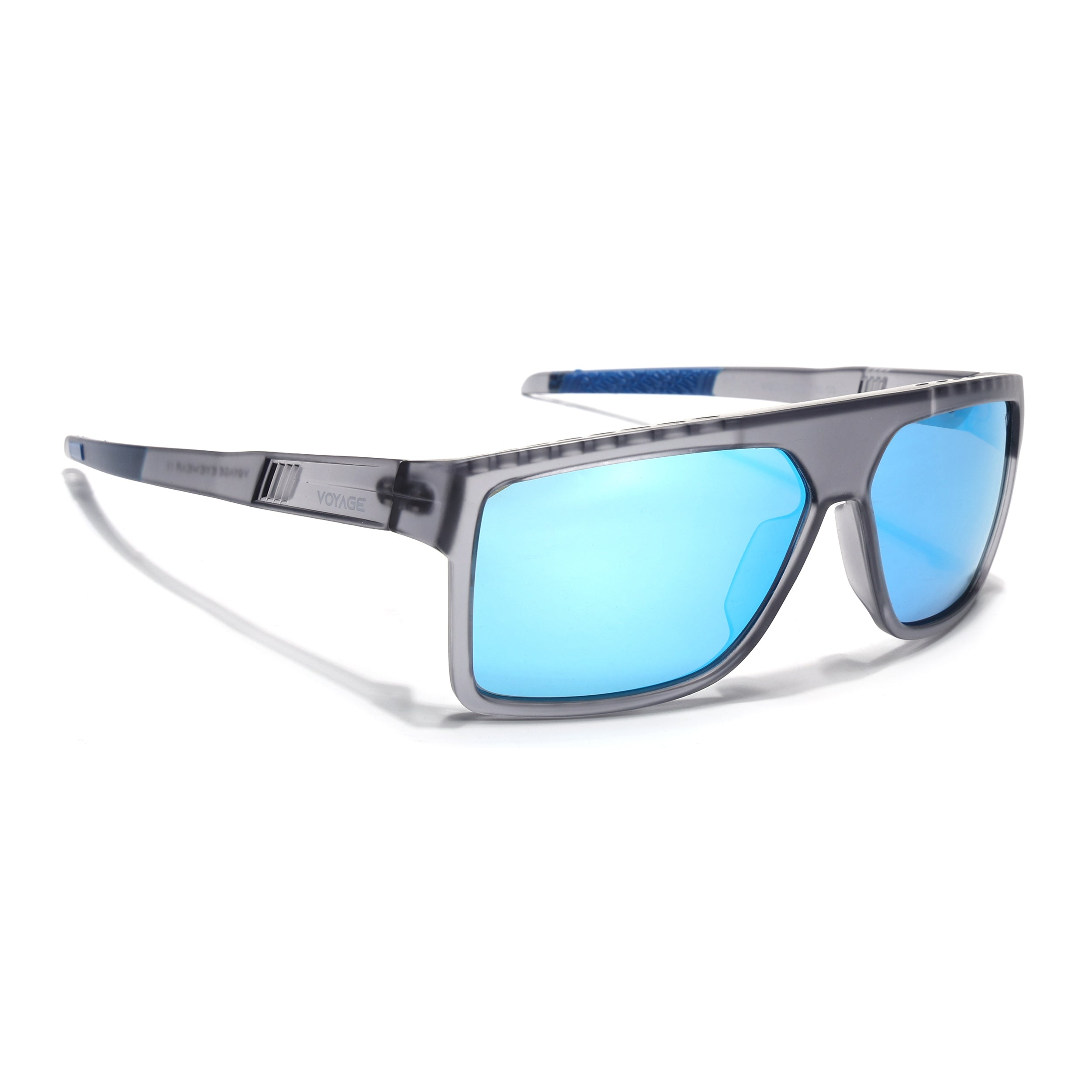 Wayfarer Polarized Sunglasses | Blue Lens | Matt Grey Frame - PMG6806