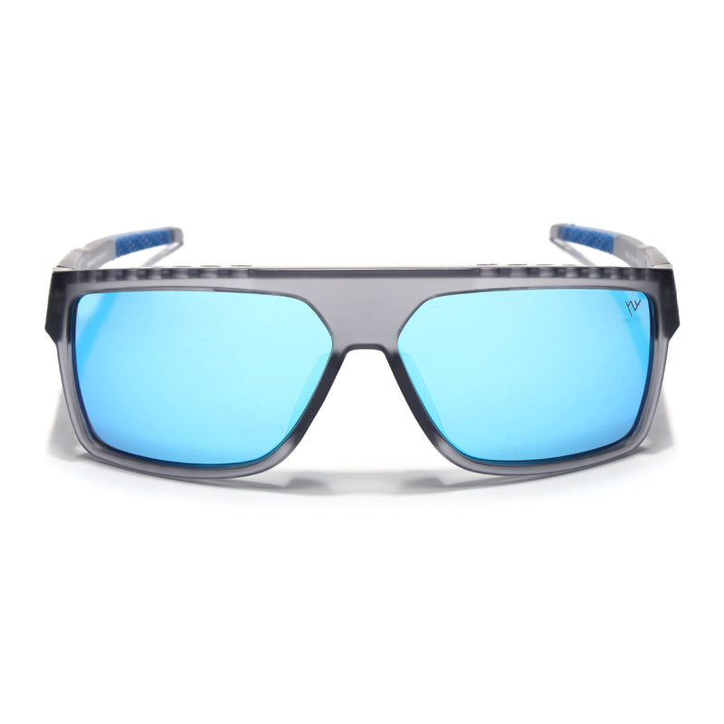 Wayfarer Polarized Sunglasses | Blue Lens | Matt Grey Frame - PMG6806