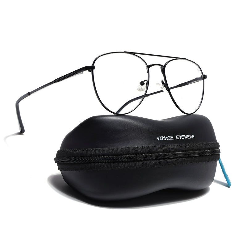 Voyage Metal Master Matt Black Aviator Eyeglasses for Men & Women (VG001MG5009-C1)