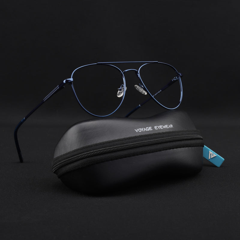 Voyage Metal Master Blue Aviator Eyeglasses for Men & Women (VG001MG5013-C5)