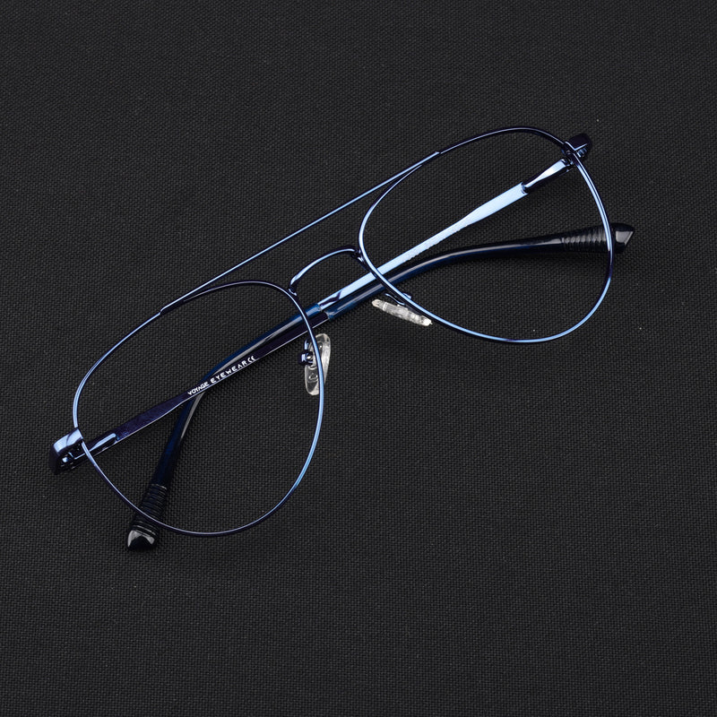 Voyage Metal Master Blue Aviator Eyeglasses for Men & Women (VG001MG5013-C5)