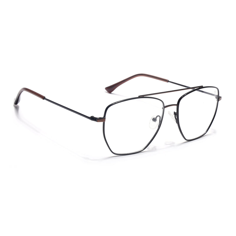Voyage Metal Master Black & Brown Wayfarer Eyeglasses for Men & Women (VG002MG5016-C3)