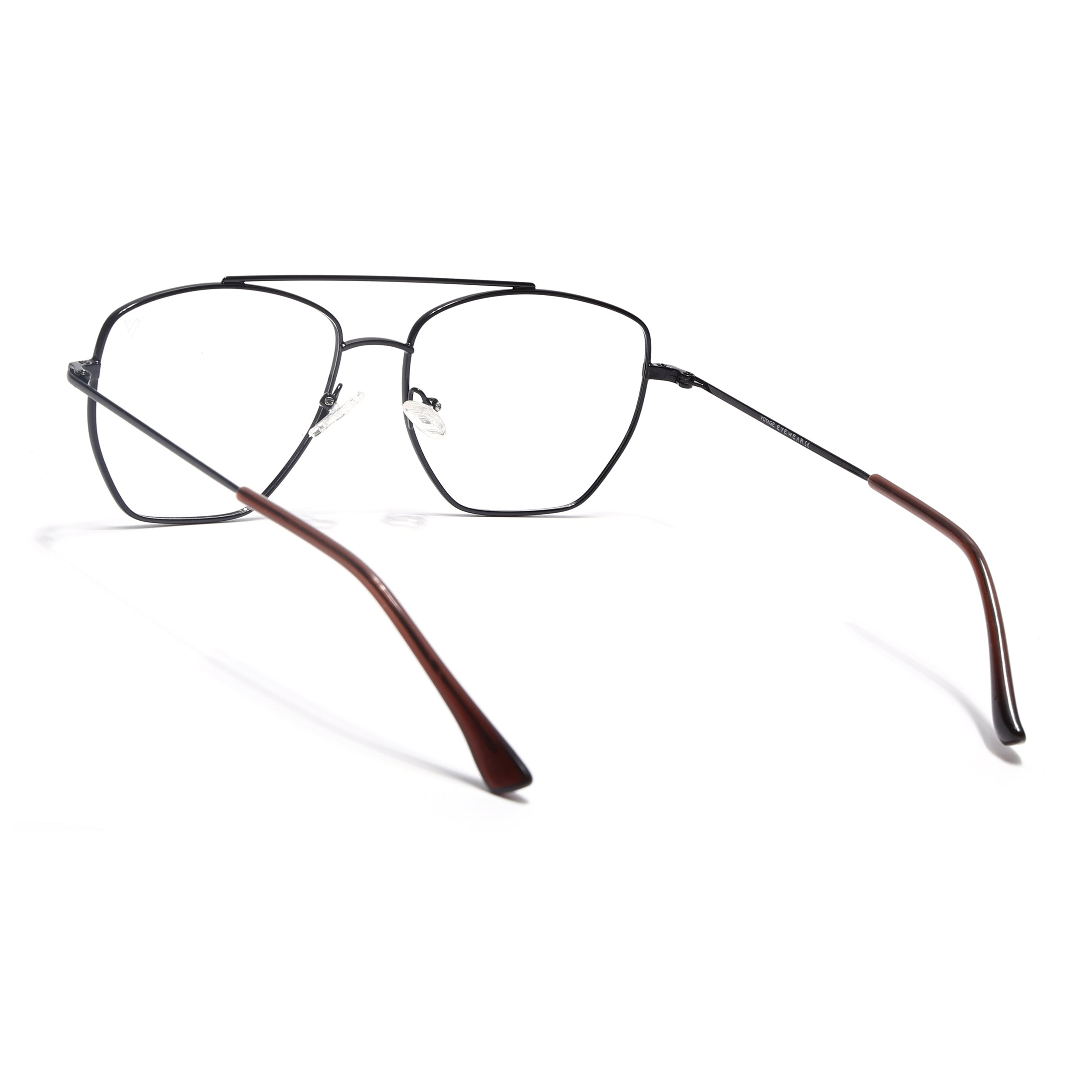 Voyage Metal Master Black & Brown Wayfarer Eyeglasses for Men & Women (VG002MG5016-C3)