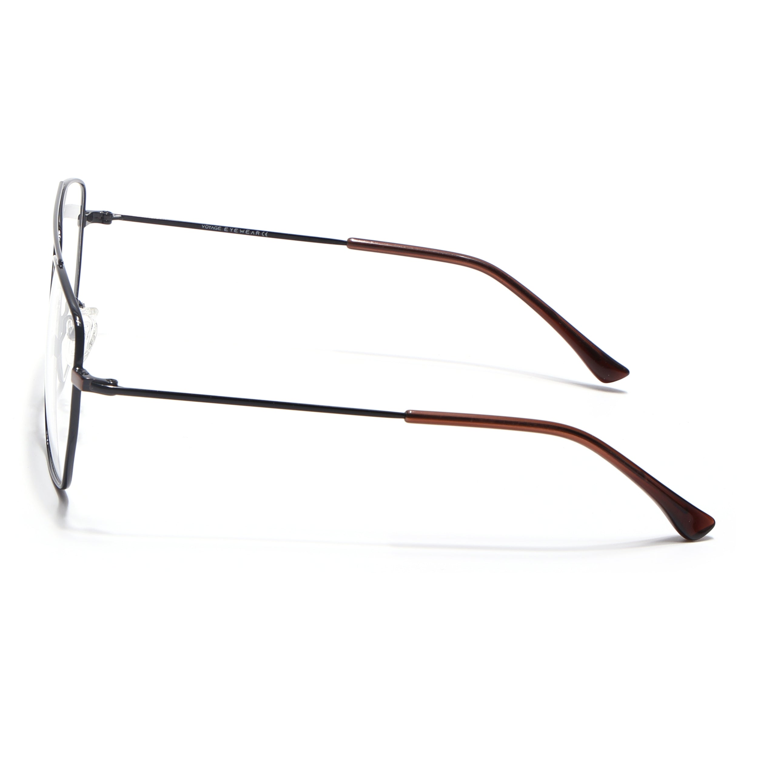 Voyage Metal Master Black & Brown Wayfarer Eyeglasses for Men & Women (VG002MG5016-C3)