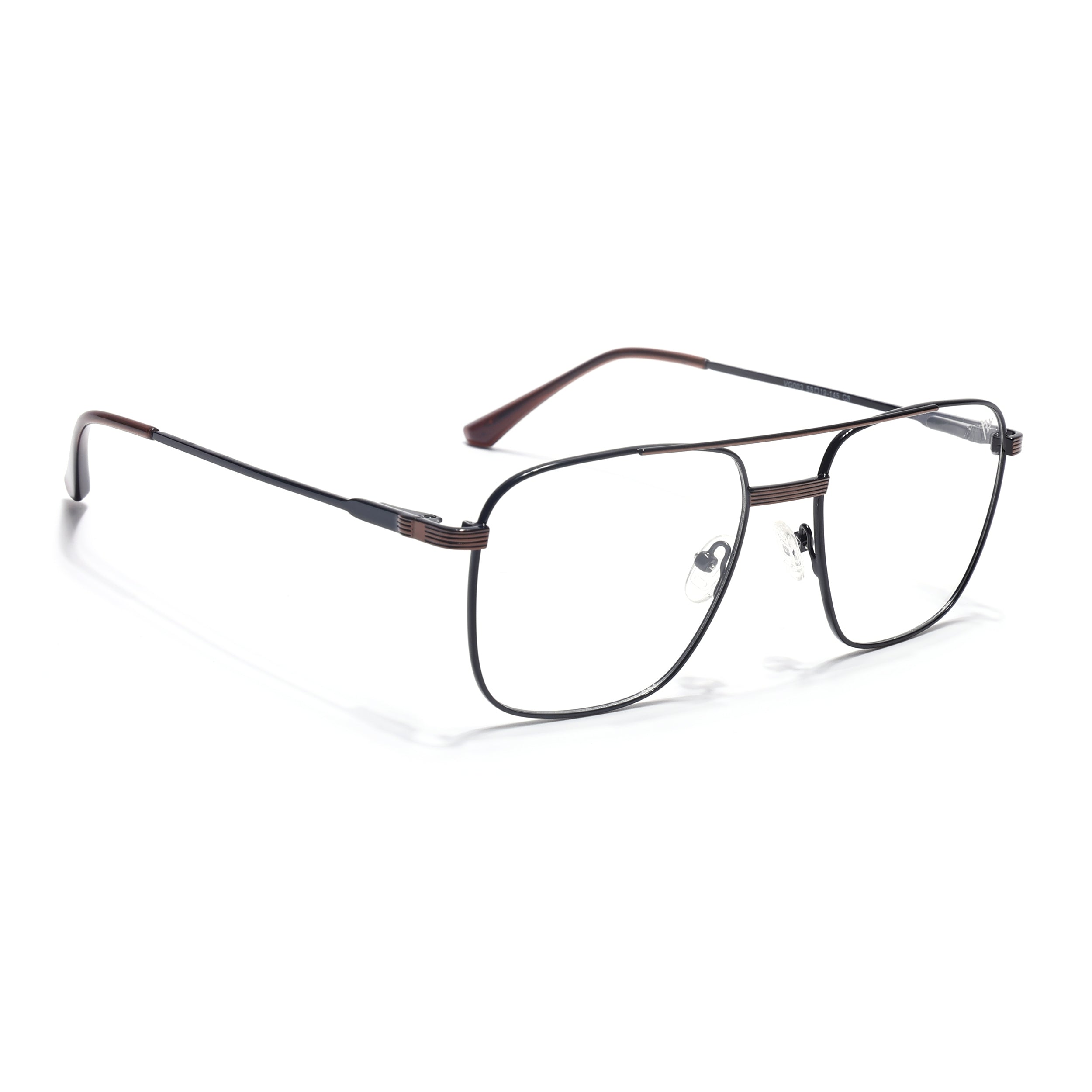 Voyage Metal Master Black & Brown Wayfarer Eyeglasses for Men & Women (VG003MG5021-C3)