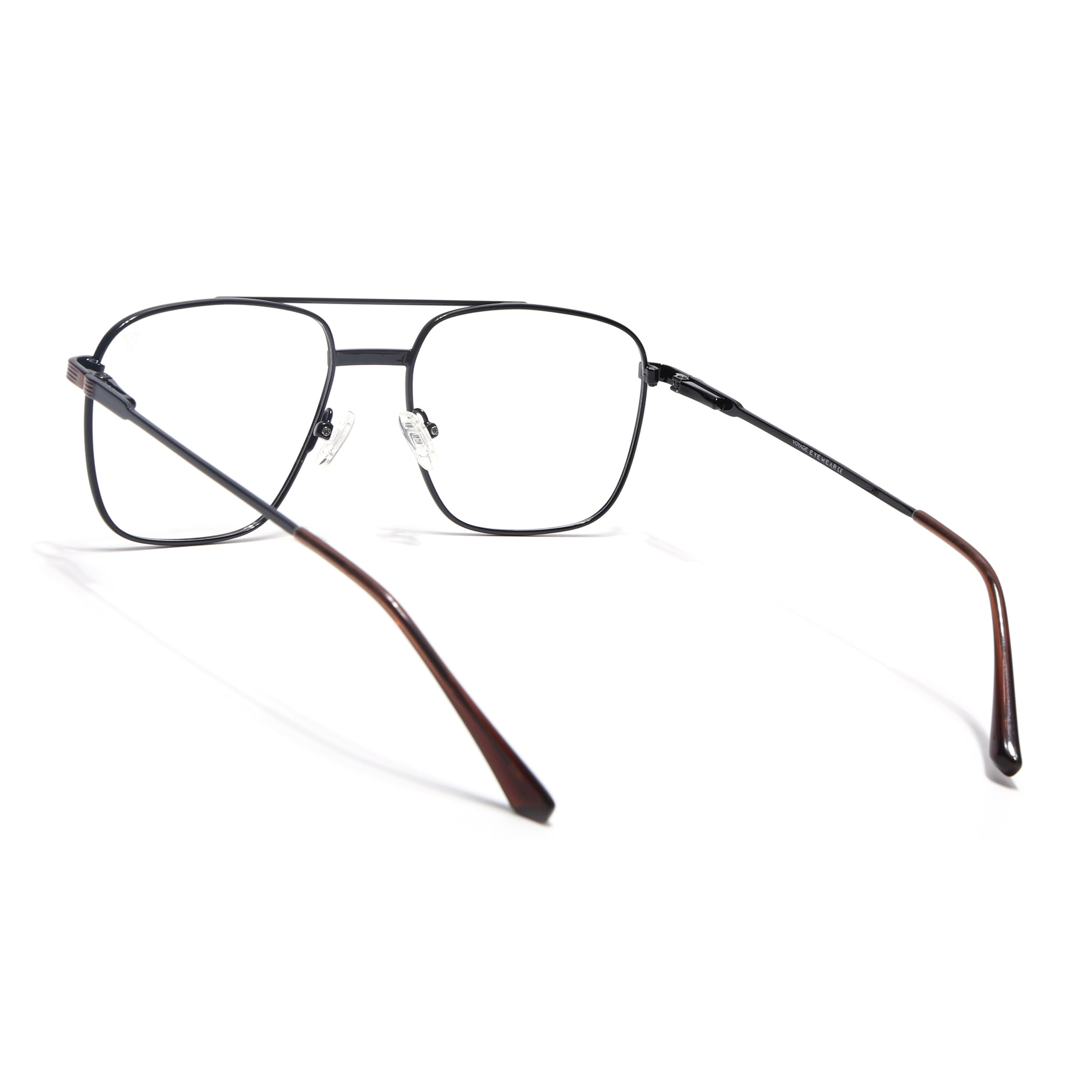 Voyage Metal Master Black & Brown Wayfarer Eyeglasses for Men & Women (VG003MG5021-C3)