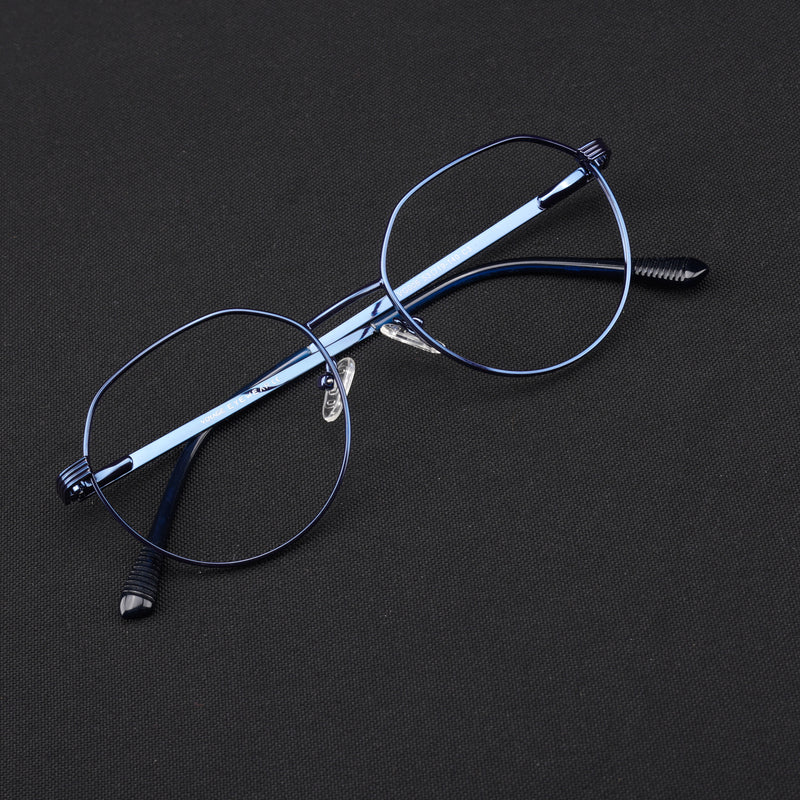 Voyage Metal Master Blue Round Eyeglasses for Men & Women (VG006MG5035-C4)