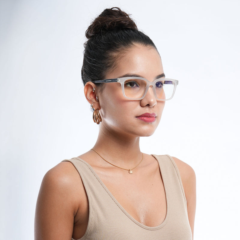 Voyage Rush Matt Transparent Square Eyeglasses for Men & Women (VG9001MG5410-C2)