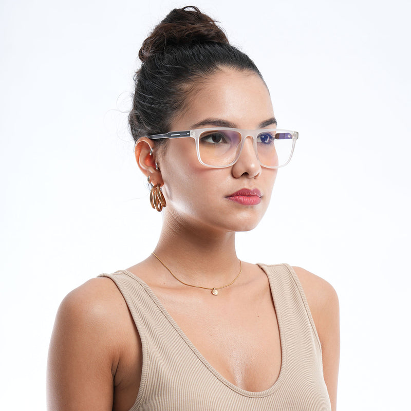 Voyage Rush Matt Transparent Square Eyeglasses for Men & Women (VG9002MG5416-C2)