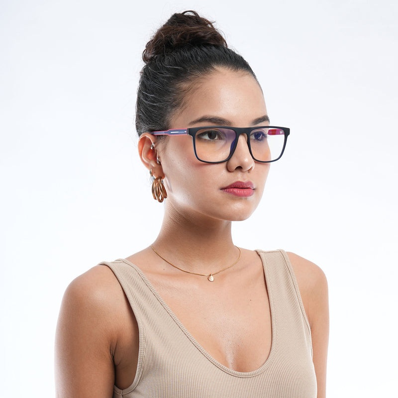 Voyage Rush Black Square Eyeglasses for Men & Women (VG9002MG5417-C3)