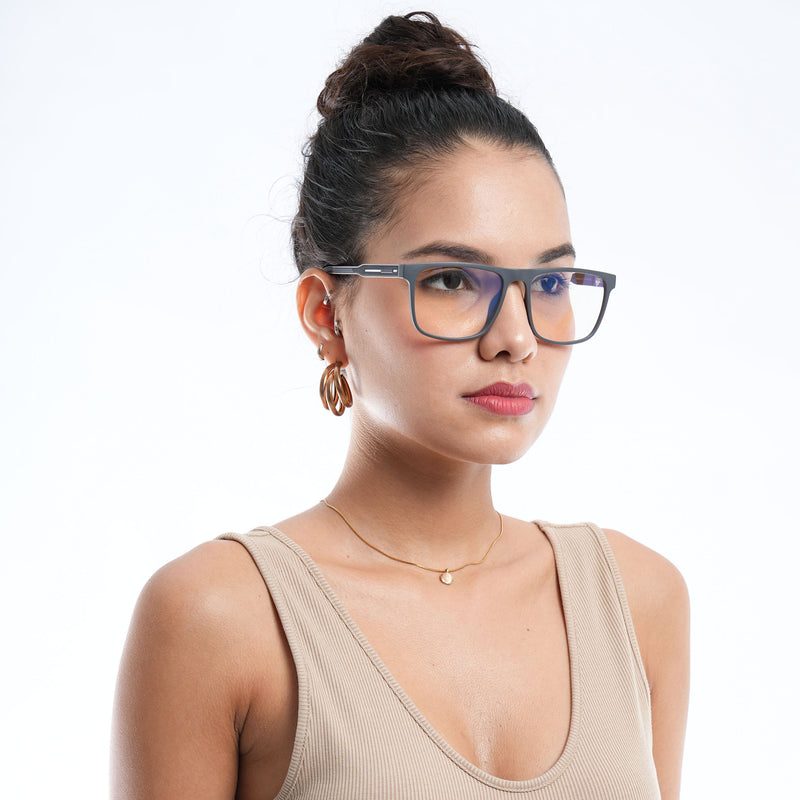 Voyage Rush Grey Square Eyeglasses for Men & Women (VG9002MG5418-C4)