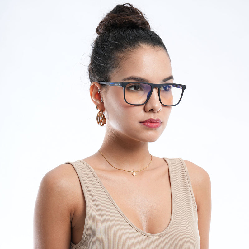 Voyage Rush Black Square Eyeglasses for Men & Women (VG9002MG5419-C5)