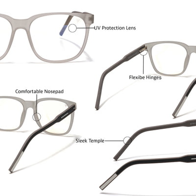 Voyage Rush Matt Transparent Square Eyeglasses for Men & Women (VG9003MG5422-C2)